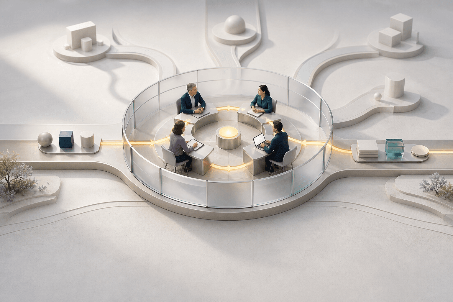 A customer team operating one bounded live outcome while broader expansion routes remain optional