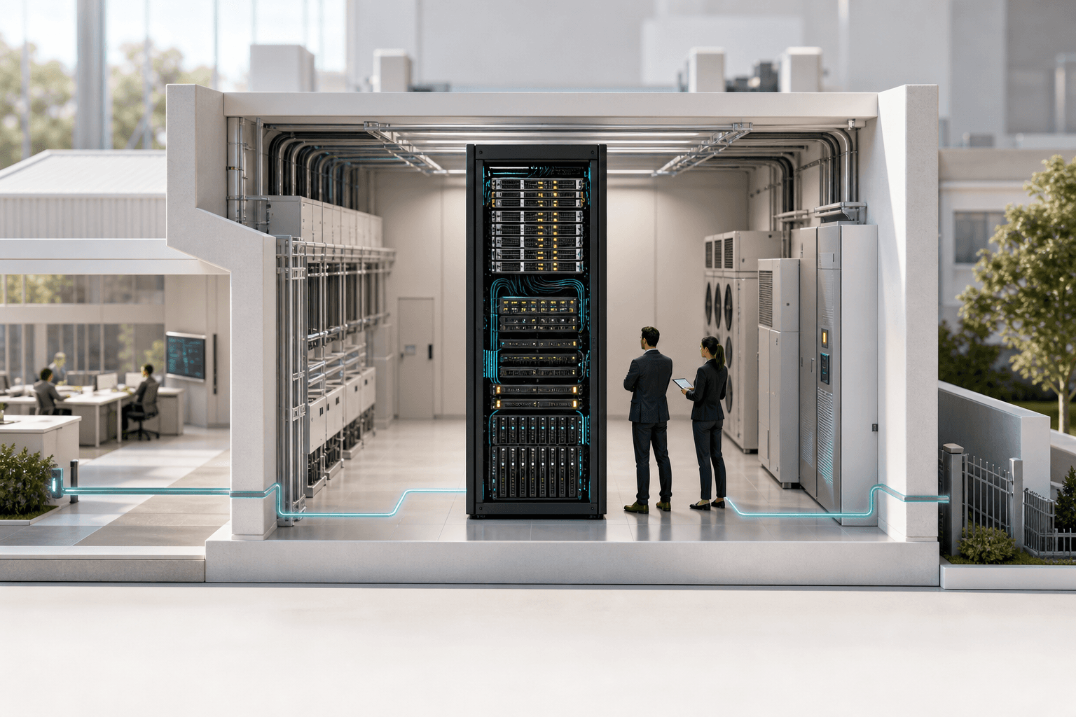 A complete AI equipment rack installed and operating inside a customer's private facility