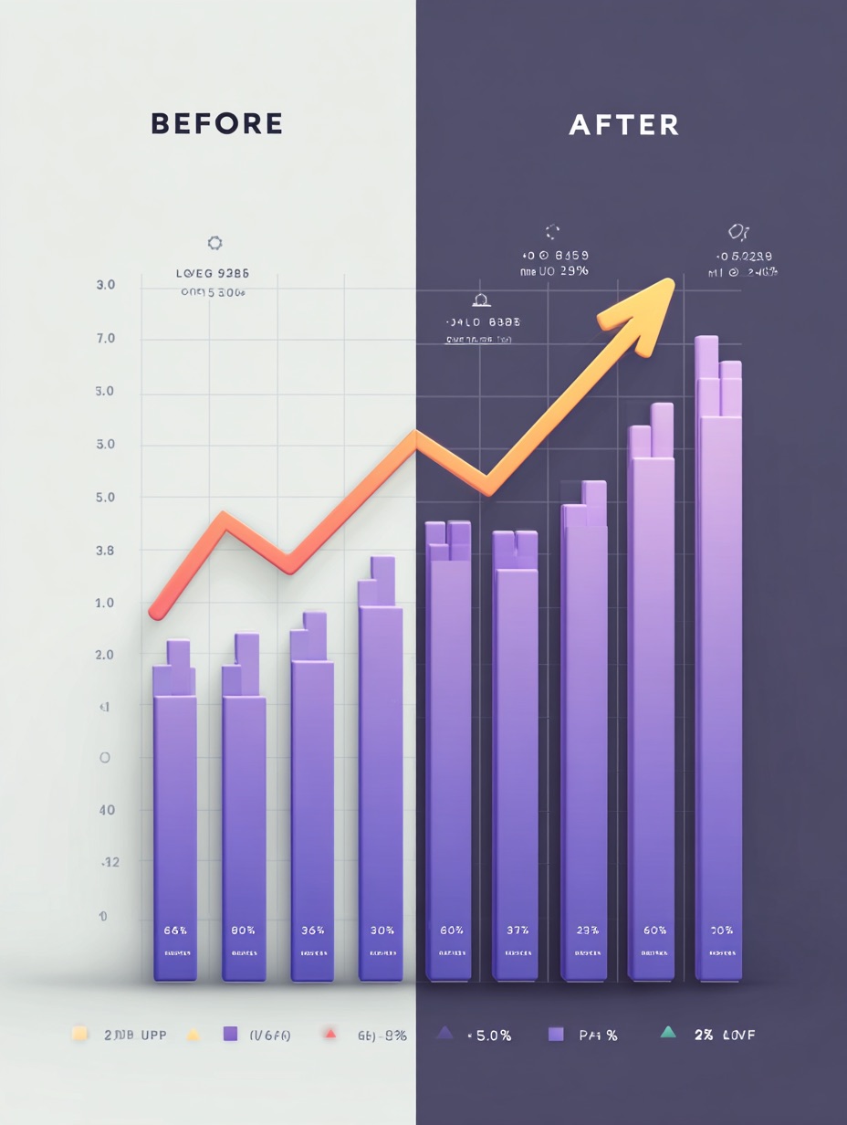 Before and after margin intelligence visualization showing fragmented data transformed into clear, upward-trending results