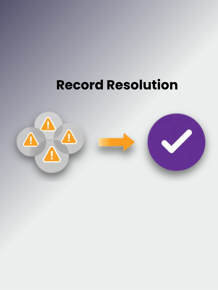 Customer data resolution visualization showing records converging into one unified view